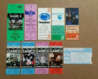 Penn State Nittany Lions Football Tickets (10) 1981 - 1995