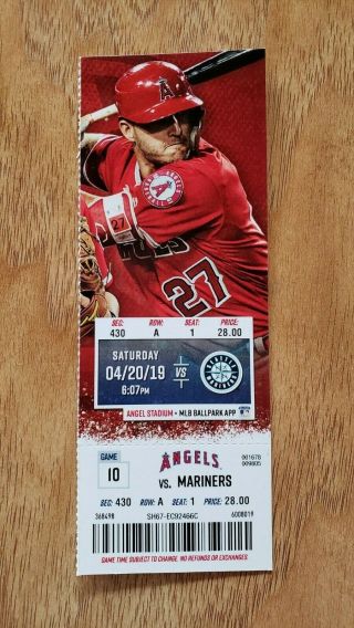 Los Angeles Angels 2019 Albert Pujols Home Run 636 Full Ticket Stub 4/20/19