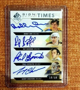 2018 - 19 Upper Deck Sp Authentic Sign Of The Times 4 Boston Bruins 10/10 Orr