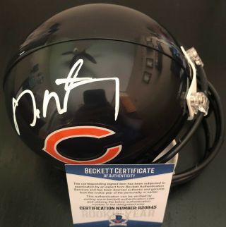 David Montgomery Signed Chicago Bears Mini Football Helmet W/beckett Proof