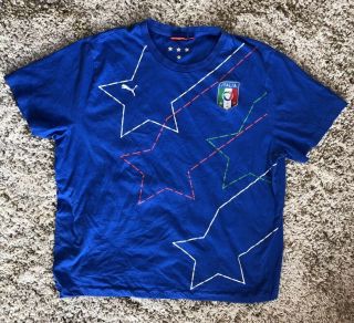 Puma Italia Mens Xxl 2xl T Shirt Soccer Football Italy Blue With Stars
