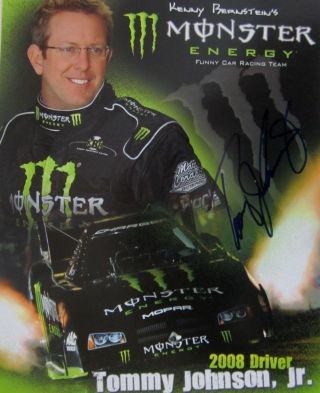 Tommy Johnson Jr.  Signed Nhra Monster Energy Drag Racing Handout Postcard