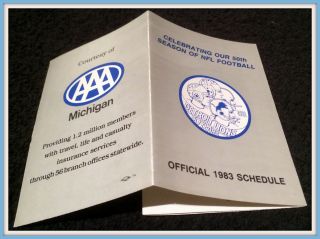 1983 Detroit Lions Aaa Of Michigan Football Pocket Schedule