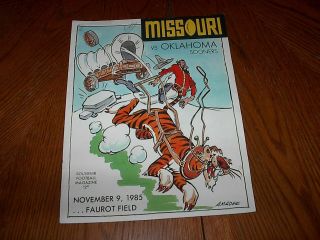 1985 Missouri Mizzou Tigers Vs Oklahoma Sooners Football Program Cover Only