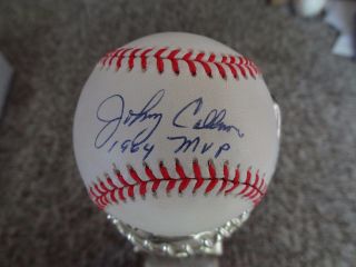 Johnny Callison Signed Baseball W/coa Philadelphia Phillies 1964 Mvp