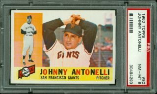 1960 Topps Baseball 80 Johnny Antonelli Psa 8,  Centered