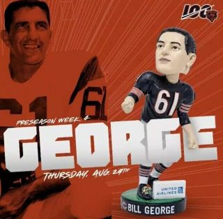 Bill George Bobblehead Chicago Bears 100 Year Giveaway 8/29/19 Sga
