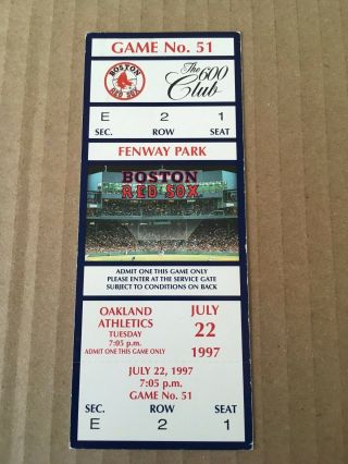 Butch Henry Win 27 July 22 1997 7/22/97 Boston Red Sox Oakland A 