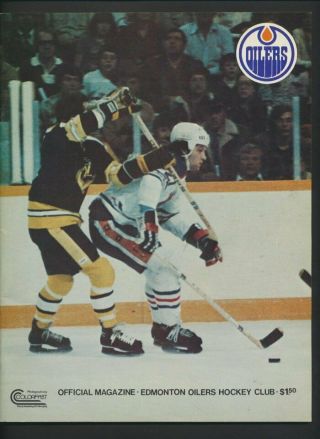 1978 - 79 Vintage Edmonton Oilers Wha Program Apr 8/79 Semenko Cover Wayne Gretzky