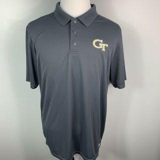 Georgia Tech Gt Yellow Jackets Gray Russell Athletic Dri - Power Large Polo Shirt