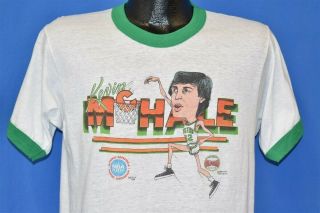 Vintage 80s Boston Celtics Kevin Mchale Caricature Slam Dunk T - Shirt Medium M
