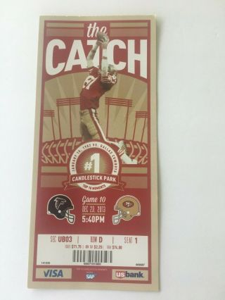 2013 Sf 49ers Game Ticket Stub The Catch 1982 Candlestick Park Top 10 Moments