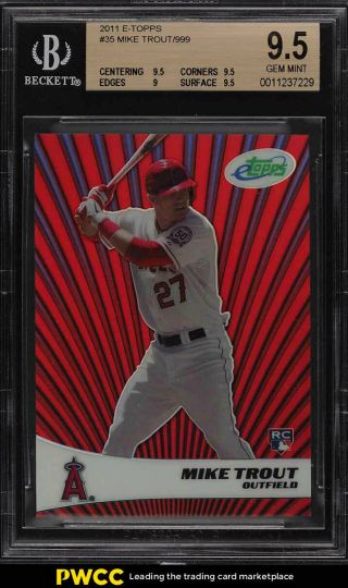 2011 Etopps Mike Trout Rookie Rc 35 /999 Bgs 9.  5 Gem (pwcc)