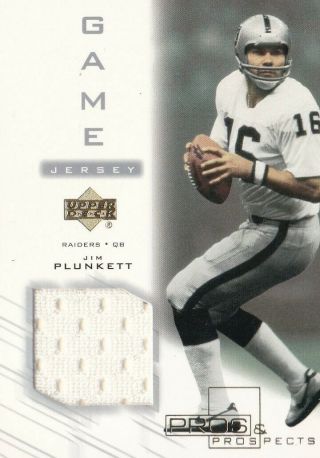 2001 Ud Pros & Prospects Jim Plunkett Raiders Game Jersey