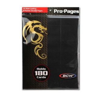 Pack / 10 Bcw Black Double Sided 18 Pocket Side Loading Trading Card Album Pages