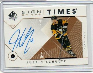 2018 - 19 Justin Schultz Upper Deck Sp Authentic Sott Sign Of The Times Auto 1:129