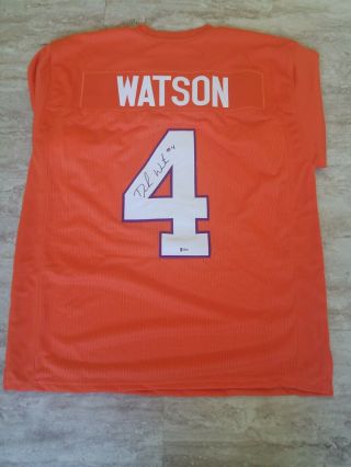 Deshaun Watson Autographed Clemson Tigers Custom Football Jersey (beckett)