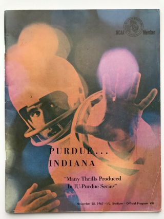 Purdue Vs.  Indiana Football 1967 Program Big Ten Old Oaken Bucket Iu Rose Bowl