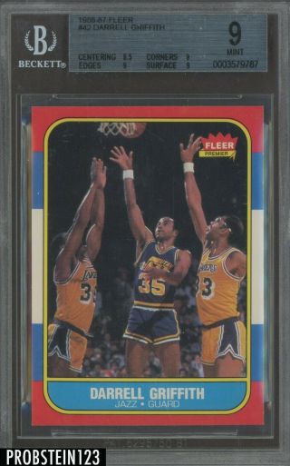 1986 - 87 Fleer Basketball Setbreak 42 Darrell Griffith Utah Jazz Bgs 9