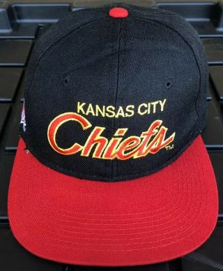 Vintage 90s Kansas City Chiefs Sports Specialties Dl Script Snapback Hat Korea