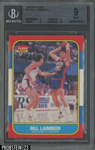 1986 - 87 Fleer Basketball Setbreak 61 Bill Laimbeer Pistons Hof Bgs 9