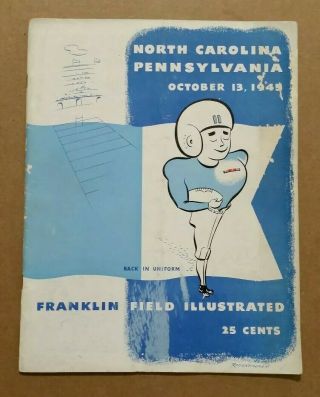 University Of Pennsylvania Vs North Carolina,  Football Program,  Oct.  13,  1945