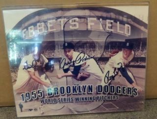 1955 Dodgers Autographed 8 X 10 Photo W,  Labine,  Podres,  Craig Ws Pitchers