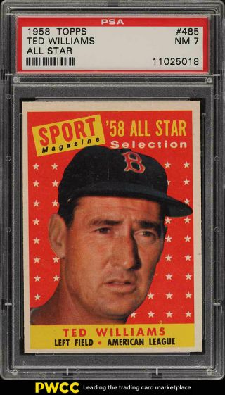 1958 Topps Ted Williams All - Star 485 Psa 7 Nrmt (pwcc)