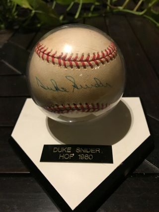 Duke Snider Autographed Baseball 100 Authentic Home Plate Stand Hof