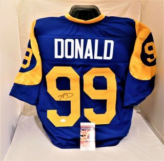 Aaron Donald Signed / Autographed L.  A.  Rams Blue Jersey Throwback Jsa