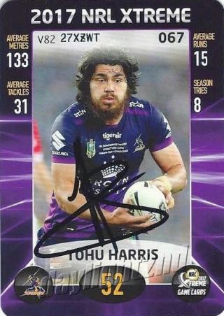 ✺signed✺ 2017 Melbourne Storm Nrl Premiers Card Tohu Harris