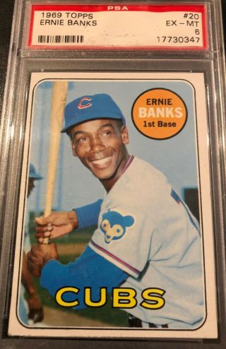 1969 Topps Ernie Banks Chicago Cubs 20 Baseball Card Psa 6
