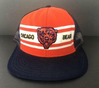 Vintage 80’s Chicago Bears Nfl Snapback Hat Trucker Mesh Cap Ajd Made In Usa