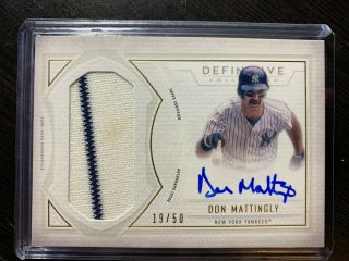 Don Mattingly 2019 Topps Definitive Baseball Game - Dirty Patch Auto 19/50