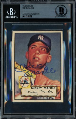Mickey Mantle Autographed Jumbo 1952 Topps Reprint Rookie Card Beckett 11319169