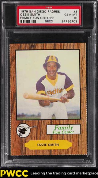 1979 Family Fun Centers San Diego Padres Ozzie Smith Rookie 3 Psa 10 (pwcc)