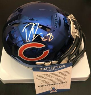 Riley Ridley Signed Chicago Bears Chrome Mini Football Helmet W/beckett