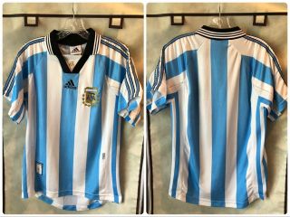Argentina 1998/99 Home International Soccer Jersey Small Retro Adidas World Cup