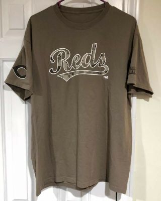 Cincinnati Reds 19 Joey Votto Brown Camo T - Shirt Size Large No Size Tag