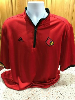 Mens Adidas Louisville Cardinals 1/4 Zip Pullover Short Sleeve Xl
