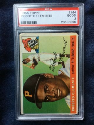 1955 Topps 164 Roberto Clemente Pittsburgh Pirates Rookie Rc Psa 2 Beauty