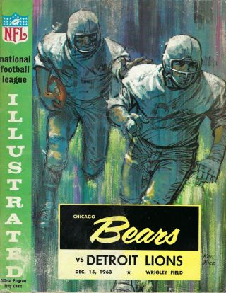 1963 12/15 Football Program Chicago Bears Detroit Lions Wrigley Field Fair