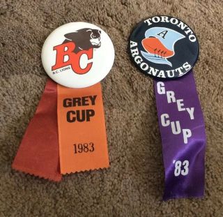 1983 Grey Cup B.  C Lions & Toronto Argonauts Button Pair