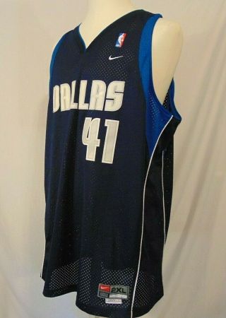 Dirk Nowitzki 41 Dallas Mavericks Nba Jersey Mens 2xl Nike Sewn Length,  2 " Blue