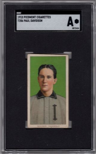 1909 - 11 T206 Paul Davidson Of The Indianapolis Indians Sgc Auth