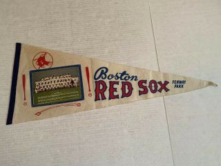 Vintage Boston Red Sox Fenway Park Pennant 1968 With Team Photo