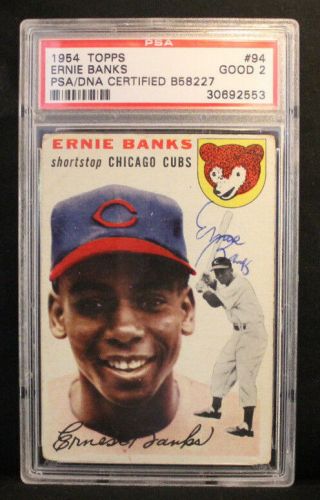1954 Topps 94 Ernie Banks Rc Autograph Psa - 2 30692553 $699.  99