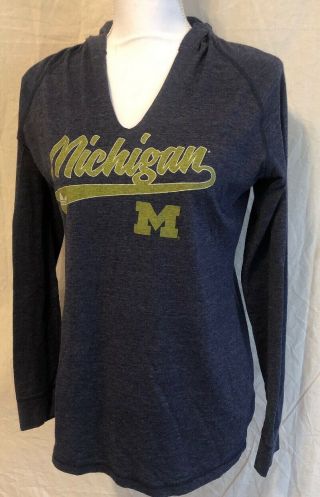 University Of Michigan Wolverines Womens Hooded Tunic Shirt Long Sleeve Adidas L