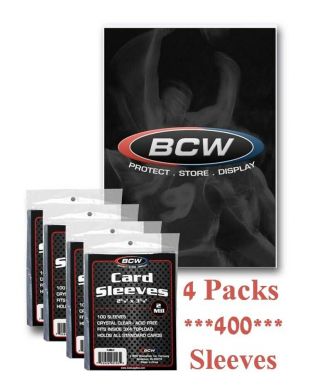 400 Bcw Card Sleeves For All Standard Cards Magic Pokemon Baseball Basketball