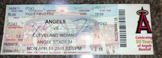 Mike Trout Autograph Pre Rookie 2011 On Angels Ticket